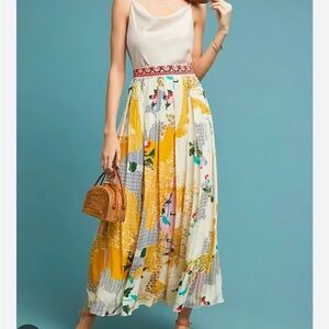 Anthropologie x Bhanuani Floral Flowy Maxi Skirt